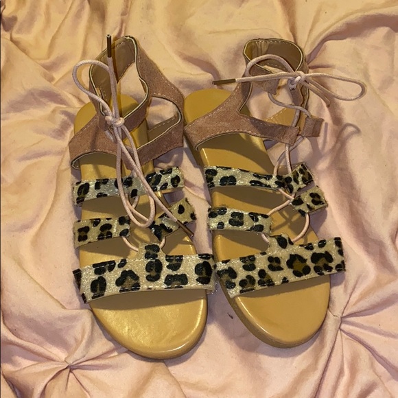 Shoes - Leopard lace up sandals